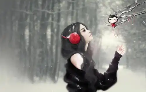 壁纸图片大全 非主流 > 冬天可爱女生桌面壁纸