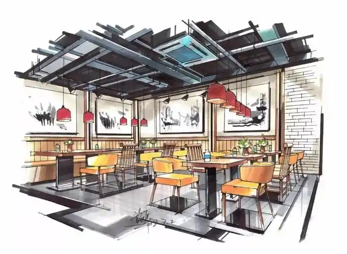 手绘餐厅马克笔上色步骤