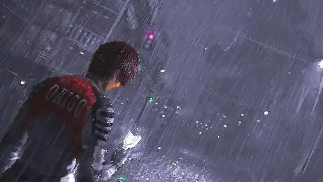 《迪迦奥特曼》 倾盆的大雨中,大古拿着发光神光棒…… 远处,阴影中的