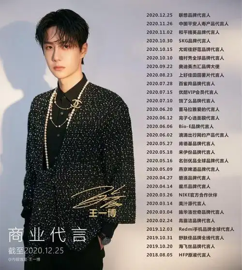 王一博2020年代言汇总