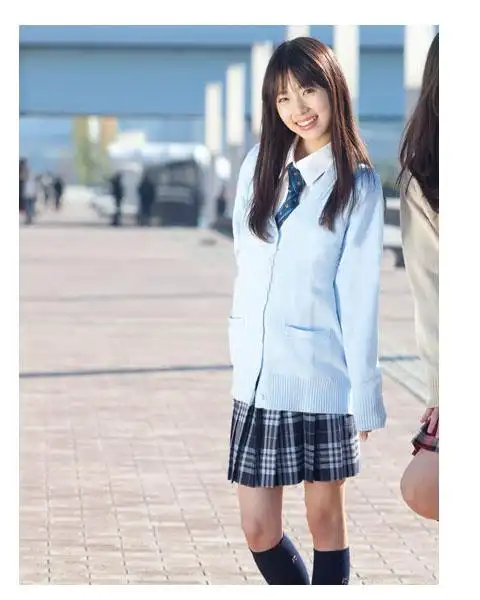 日系学院风jk制服 校服女生长袖外套毛衣制服校园针织开衫毛衣hcd