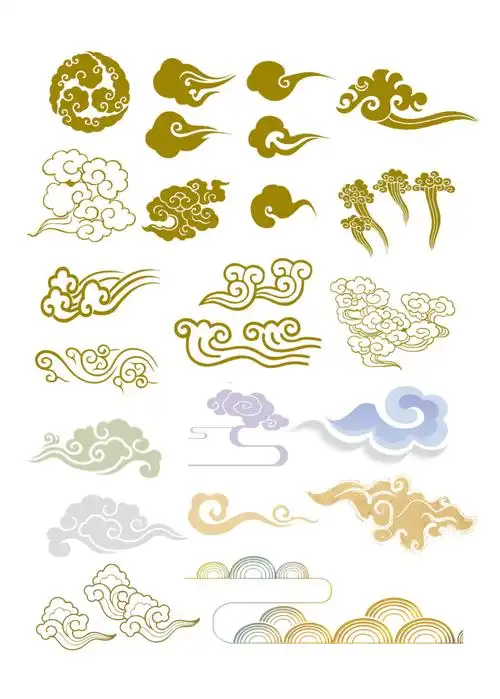 24个金色中国祥云素材
