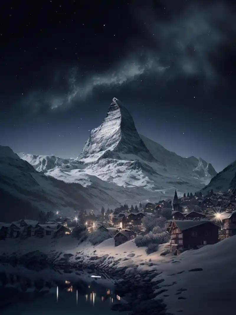 9893采尔马特夜景|马特洪峰|ai摄影 经常念想去年夏天我在瑞士