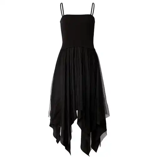 淘宝2018秋季不规则下摆a字吊带网纱裙子