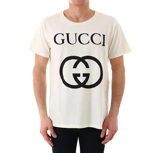 gucci/古驰 20年秋冬 饰互扣式g超大造型t恤 男性 白色 男士短袖t恤