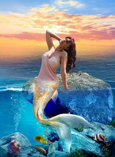临摹ps合成美人鱼