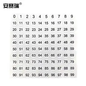 安赛瑞数字号码贴纸圆形序号编号数字0-99连码246212000个/包