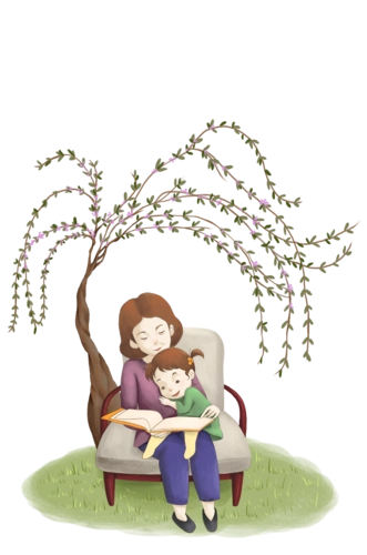 卡通团聚的妈妈和女儿图片