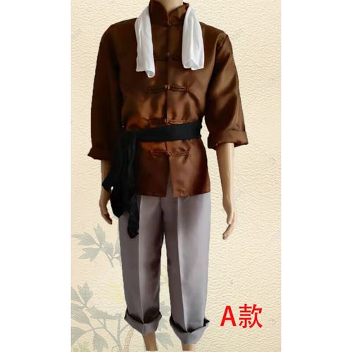 云蔷粗布衣服男 农村平民百姓阿宝演出服农民服装民国马褂男囚古装