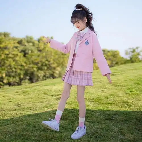 童装女童学院风套装日系儿童洋气jk制服女孩小西装校服两件三件套