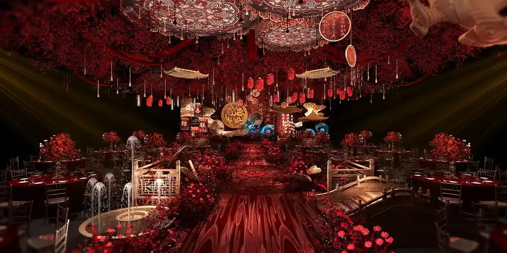中式婚礼堂3d设计作品