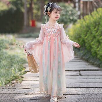 豆薇海迪洛儿童汉服仙古装季女童新款女孩古风唐装秋连衣裙蝶恋花汉服