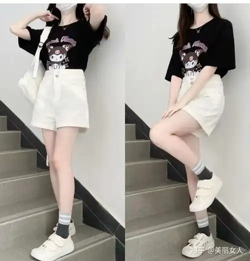 白色短裤怎么搭配上衣和鞋子好看