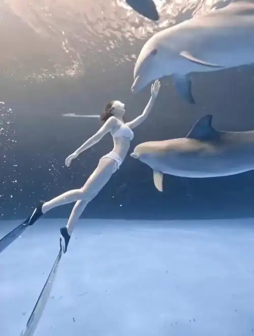 这是我见过最牛的美女潜水,这一幕太美,鸡皮疙瘩都起来了