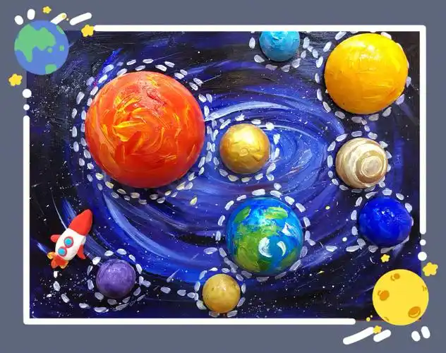 神秘的宇宙星球少儿油画创意特色课