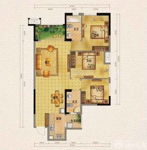 银川现代风格140平米设计方案 三室两厅两卫平面图_装信通网