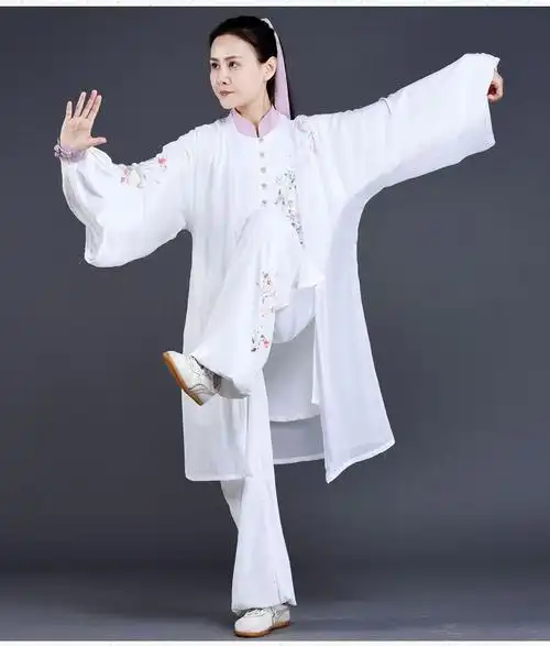 梦太极太极服女装2021新款印花国色天香珍珠绸修身款表演服三件套国色