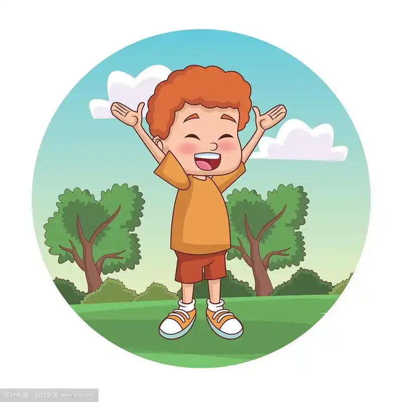 卡通可爱的小学生