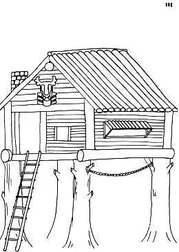 小木屋室内背景简笔画