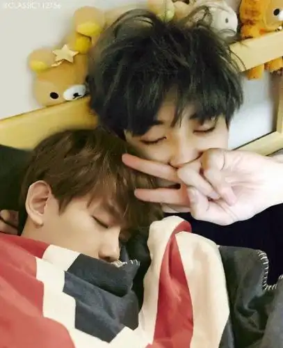 "哼." 朴灿烈满意地哼了一声,把头埋在边伯贤肩窝里.