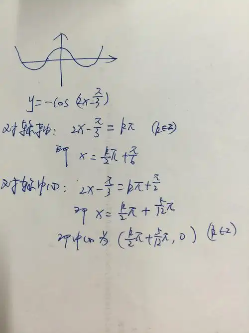 y=-2cos(2x一-3分之兀)的对称轴对称中心