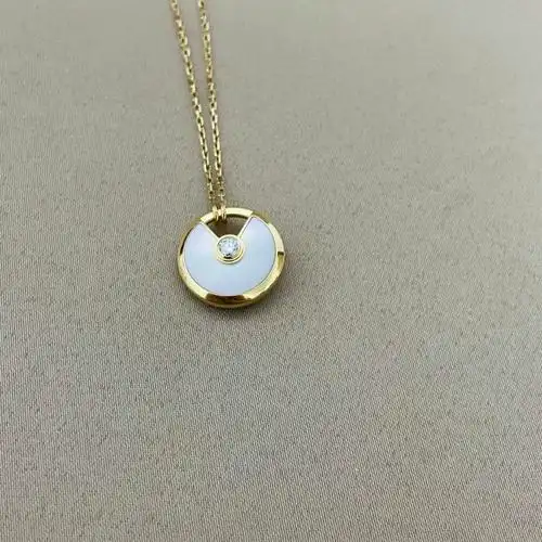 卡地亚护身符白贝母长链项链中号