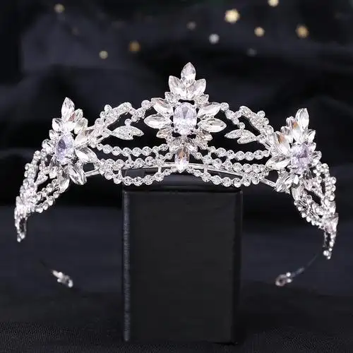 新款欧式锆石新娘头饰品 合金水晶公主婚礼皇冠镶钻大气结婚发饰