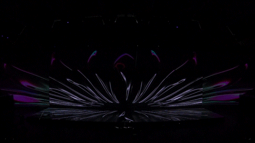 这一次,我们的舞台设计再一次突破:20m*120m的室内纱幕,环抱式沉浸