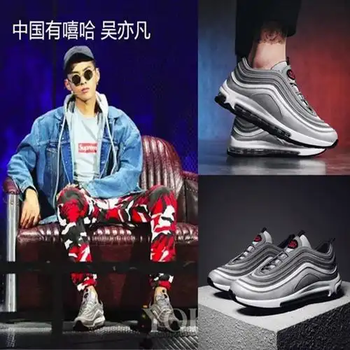 burberry吴亦凡_ins超火银子弹头情侣嘻哈风跑步max97吴亦凡同款反光
