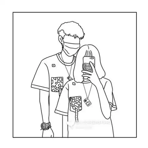ins简笔画男女亲吻