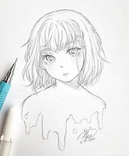 一组铅笔人物线稿,画完上个色