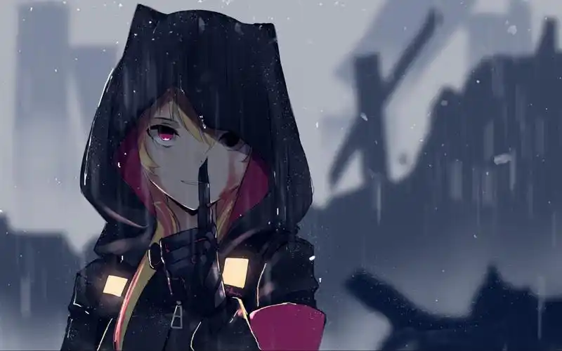 沙发上的动漫美女桌面壁纸