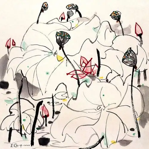 吴冠中作品荷花