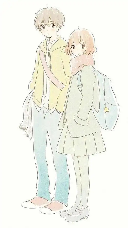 情侣简笔画分手以后的伤感两人背景