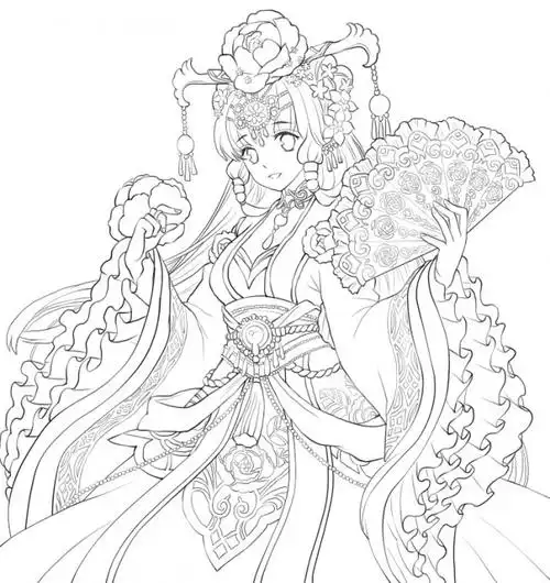 160张古风手绘线稿图片古风动漫插画线稿图片素材古风白描图