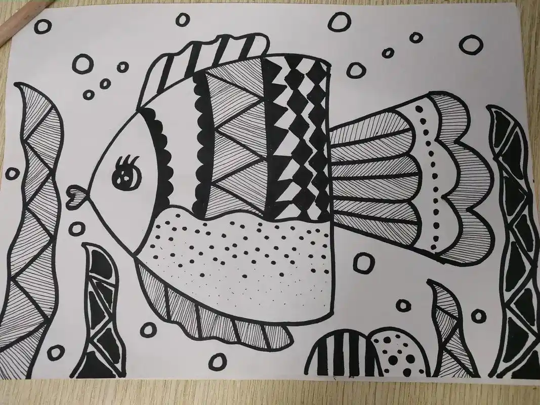 创意美术线条画 可爱的95,适合中大班的线条画#美术老师