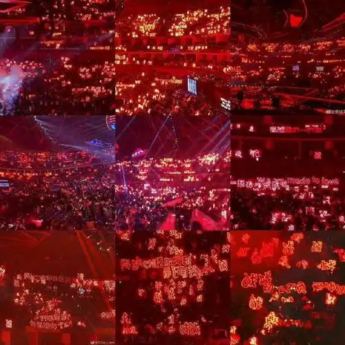 全场都亮起了红色灯牌  红海是肖战和小飞侠手牵手的约定