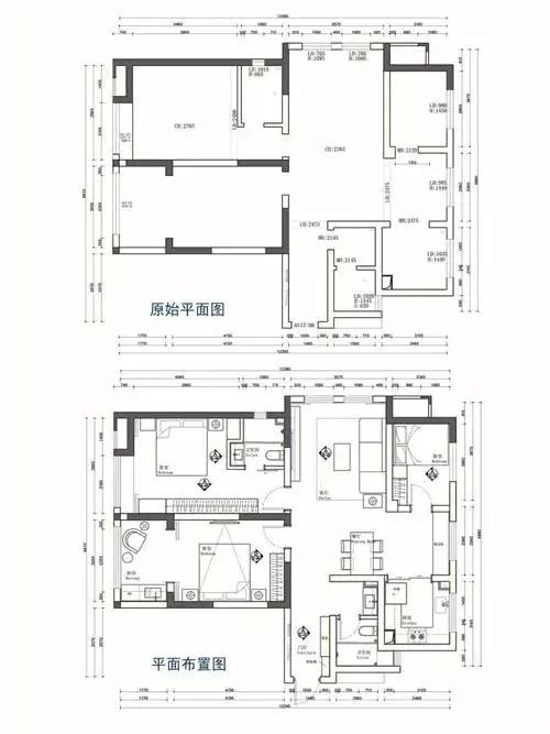 全案设计家装户型平面施工图分享