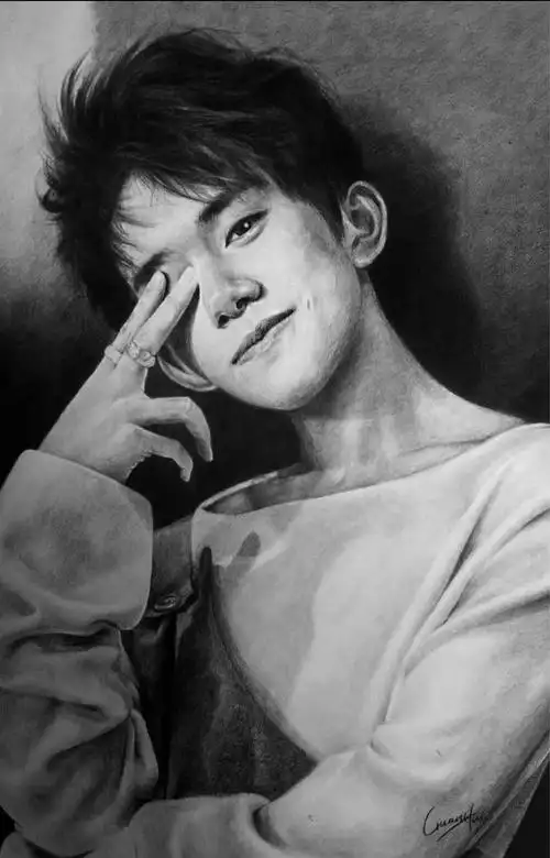 画渣小鬼 素描 炭铅 易烊千玺