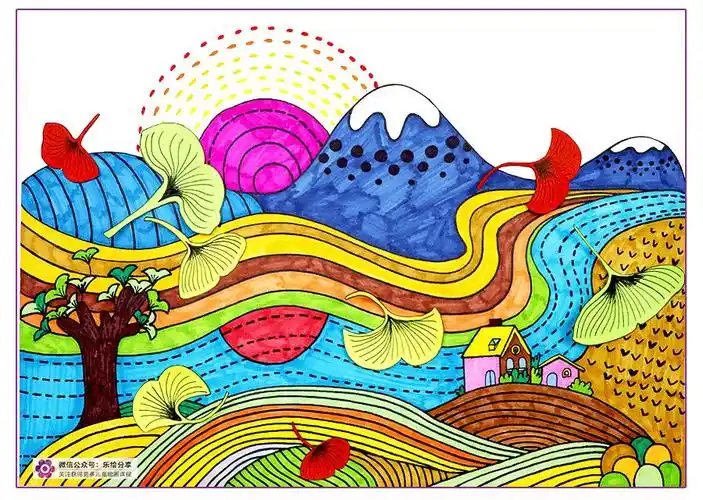 创意儿童画教程秋天的线条和色彩