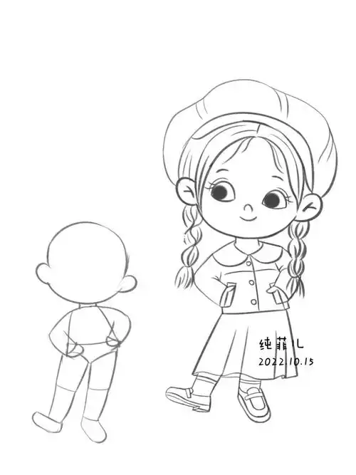 儿童插画人物速写练习可爱女孩10016