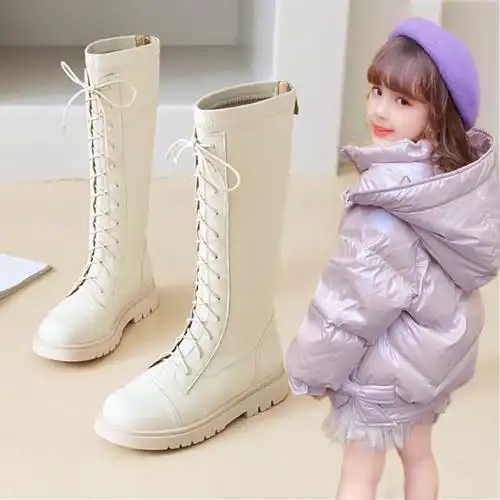 女童童鞋儿童靴子2021秋冬中大皮靴高筒靴长筒皮靴