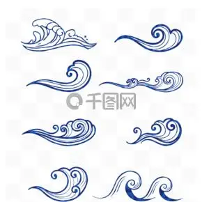波浪海浪手绘浪花卡通波浪海浪矢量科技感动感抽象不规则金色线条线条