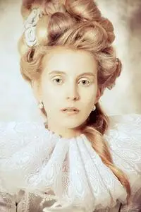 中世纪的夫人.历史的服饰,发型历史照片