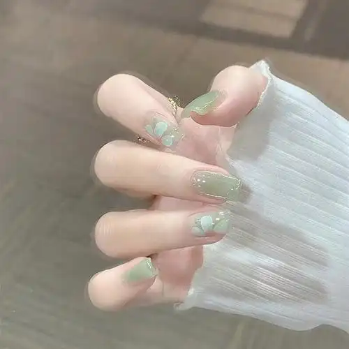 穿戴甲(盒装)b865绿意盎然30片中长梯夏季清新显白美甲假指甲片