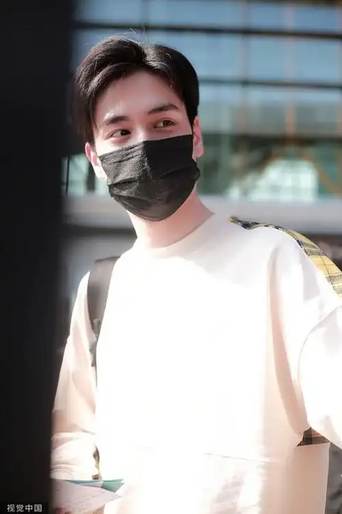 胡一天素颜搭机颜值能打 戴口罩不掩笑意眉眼弯弯超帅气