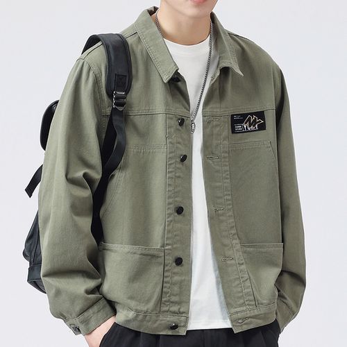 2022男士夏季新款春秋纯棉宽松工装牛仔上衣男休闲外套男装夹克男