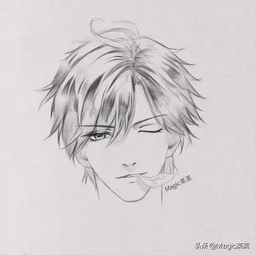 教你用铅笔手绘素描风格动漫男生 简单的线条就能表现头发质感给身体