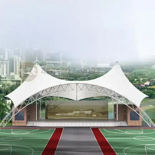 膜结构舞台遮阳棚文化广场膜结构舞台设计张拉膜结构舞台安装