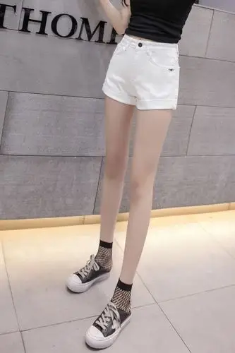 白色牛仔短裤女夏季新款2018卷边修身显瘦百搭韩版超火ins热裤